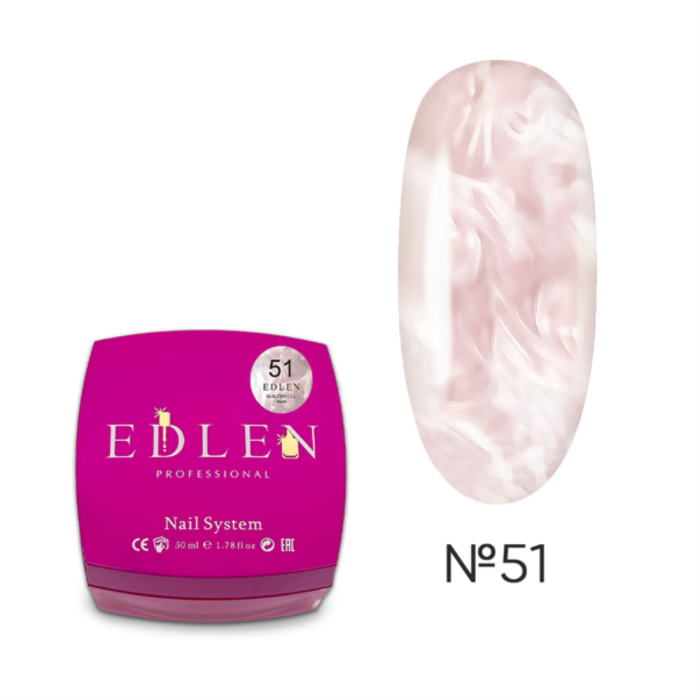 Гель для наращивания Edlen Builder Gel Pearl №51, перламутровый пудровый, 30 мл