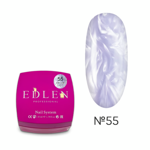Гель для нарощування Edlen Builder Gel Pearl №55, перламутровий ніжно-бузковий, 30 мл