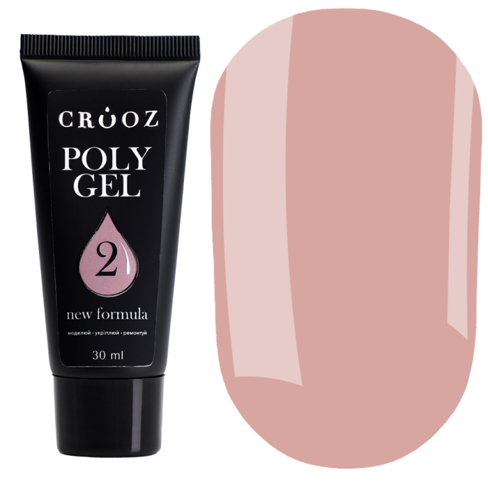 Crooz Polygel New Formula №02 - полигель в тубе, карамельный нюд, 30 мл
