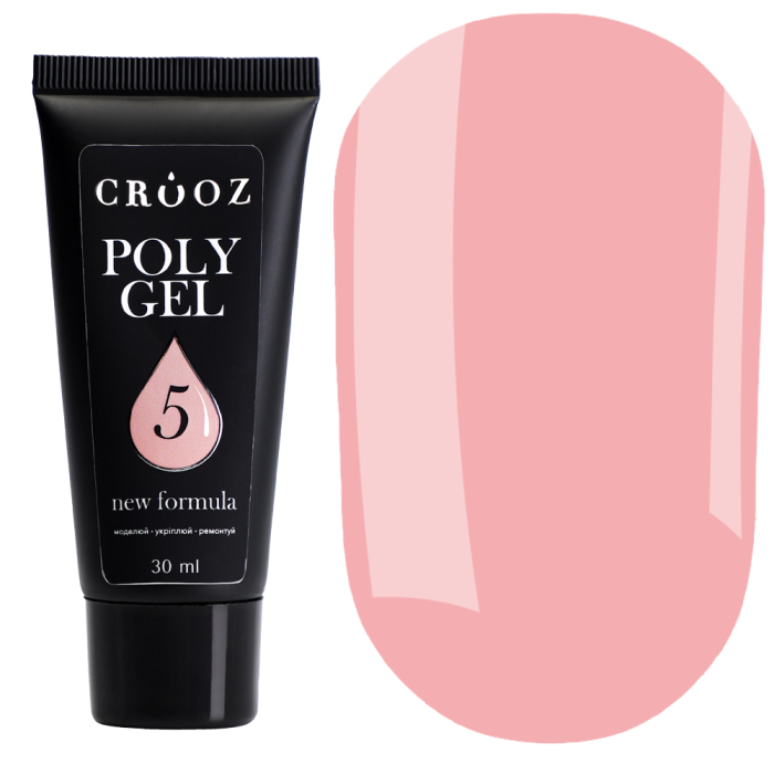 Crooz Polygel New Formula №05 - полигель в тубе, персиково-розовый, 30 мл