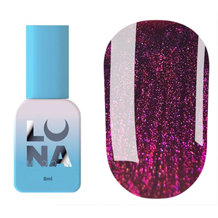 Гель-лак котяче око LUNA Color Cat Eye №254, на вітражній основі, ягідний, 8 мл