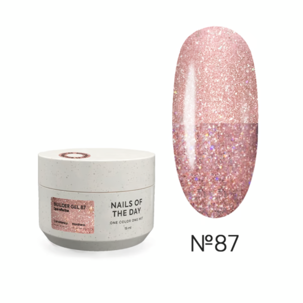 Гель для наращивания NAILSOFTHEDAY Builder Gel №87, теплый нюдовый светоотражающий, 15 мл