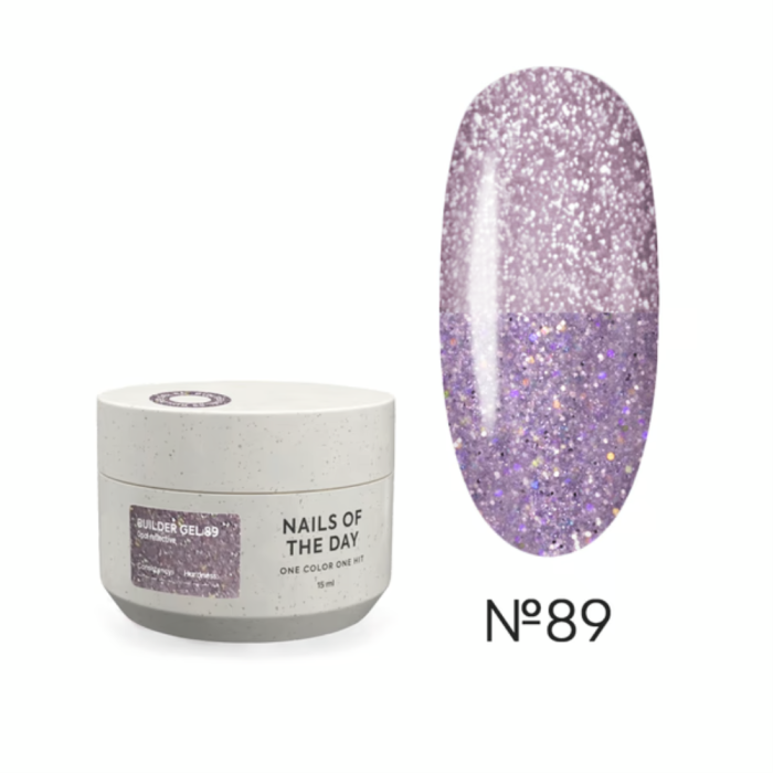Гель для нарощування NAILSOFTHEDAY Builder Gel №89, холодний лавандовий світловідбивний, 15 мл