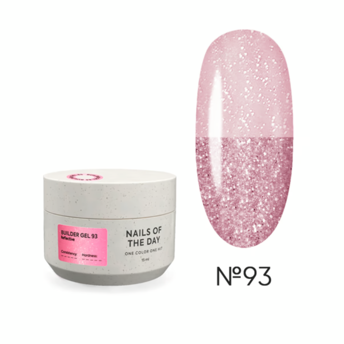 Гель для нарощування NAILSOFTHEDAY Builder Gel №93, ніжно-рожевий світловідбиваючий, 15 мл