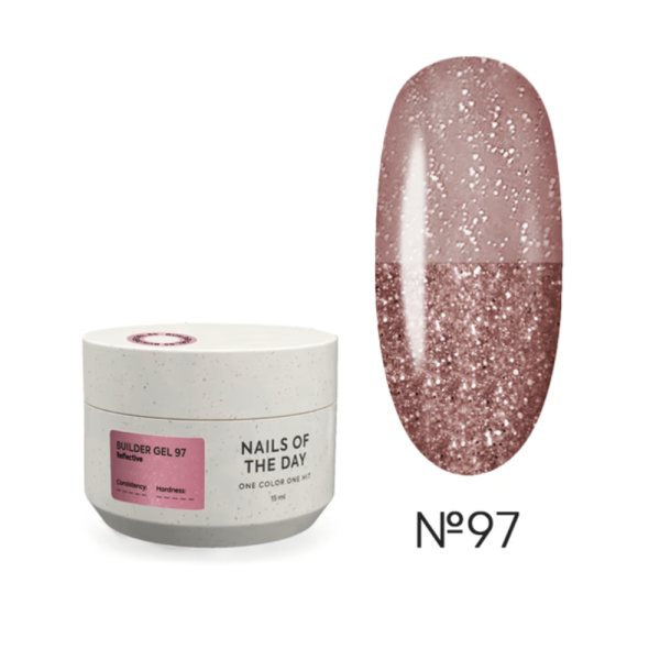 Гель для нарощування NAILSOFTHEDAY Builder Gel №97, коричневий світловідбиваючий, 15 мл