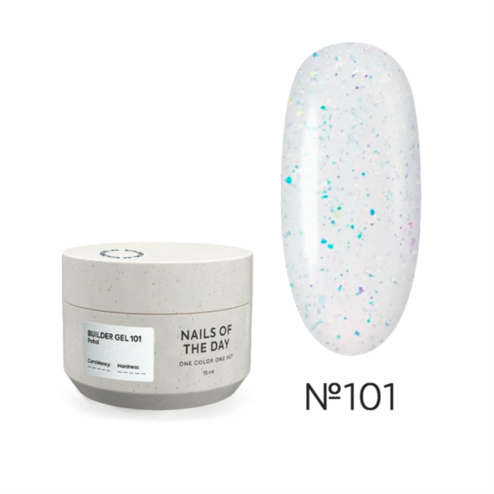 Гель для наращивания NAILSOFTHEDAY Builder Gel №101, молочный с поталью, 15 мл