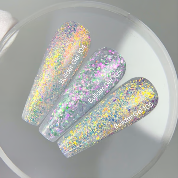 Гель для нарощування NAILSOFTHEDAY Builder Gel №105, прозорий з пластівцями юки, 15 мл