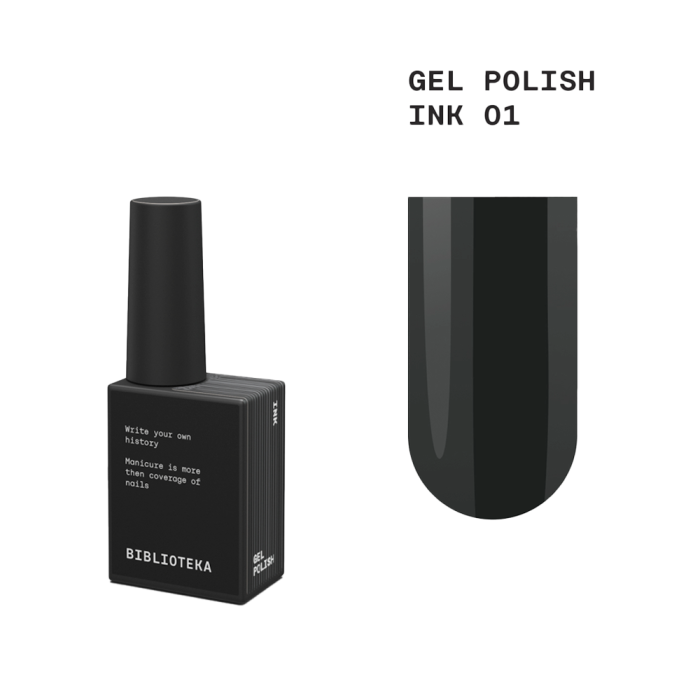 Гель-лак Biblioteka Gel Polish №01 Ink, черный, 10 мл