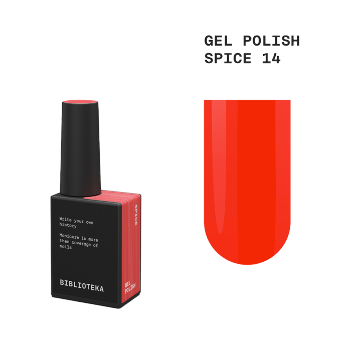 Гель-лак Biblioteka Gel Polish №14 Spice, красный, 10 мл
