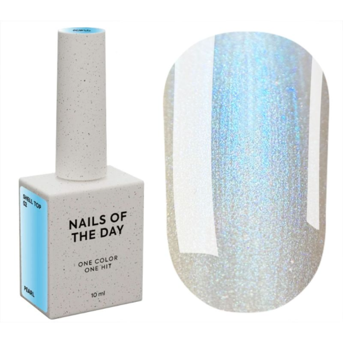 Топ с эффектом втирки NAILSOFTHEDAY Shell Top New Formula №02, голубой, 10 мл