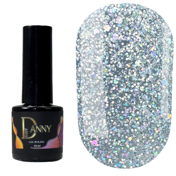 Гель-лак DANNY Gel Polish №136, сріблястий шиммер, 10 мл