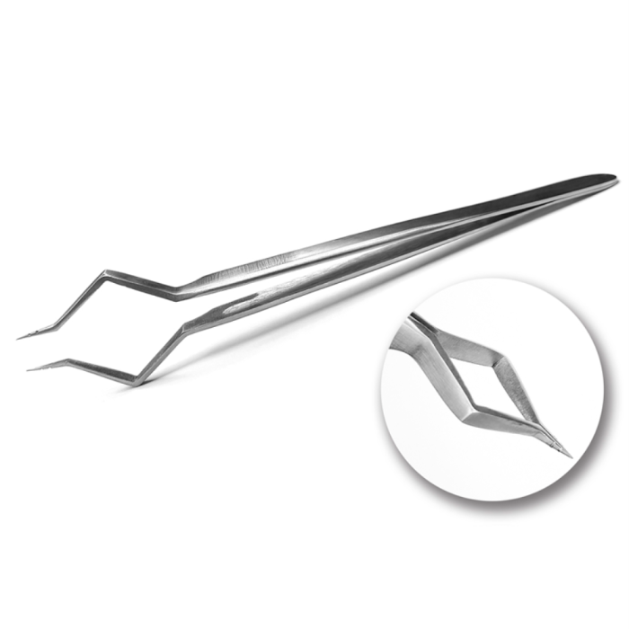 Пинцет для наращивания ресниц Platinum Ромб, серебро