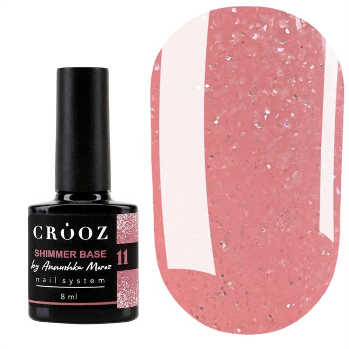 База камуфлирующая Crooz Base Shimmer №11, ярко-розовая с микрошиммером, 8 мл