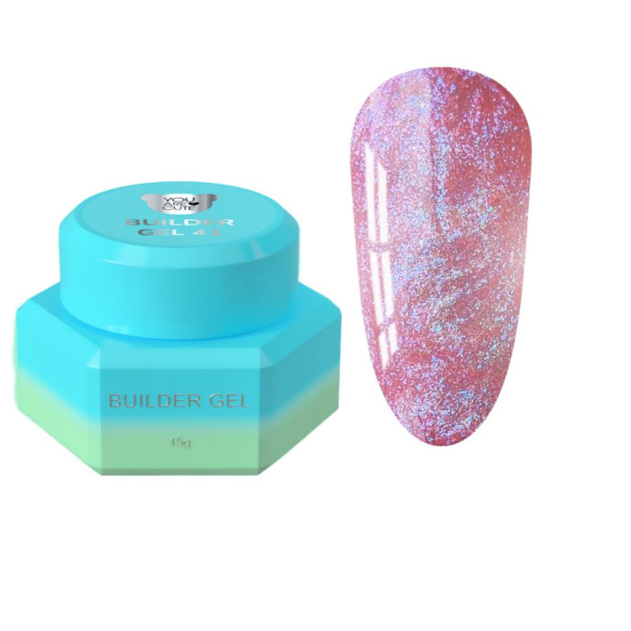 Конструюючий гель You Are Cute Builder Gel №41, червоно-рожевий перламутр, 15 мл