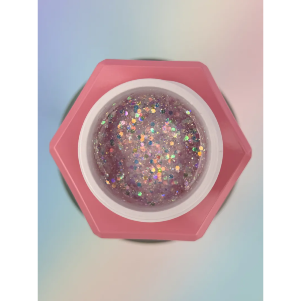 Конструюючий гель You Are Cute Builder Gel №31, срібний з різнокольоровими каміфубуками, 15 мл