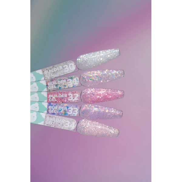 Конструюючий гель You Are Cute Builder Gel №31, срібний з різнокольоровими каміфубуками, 15 мл