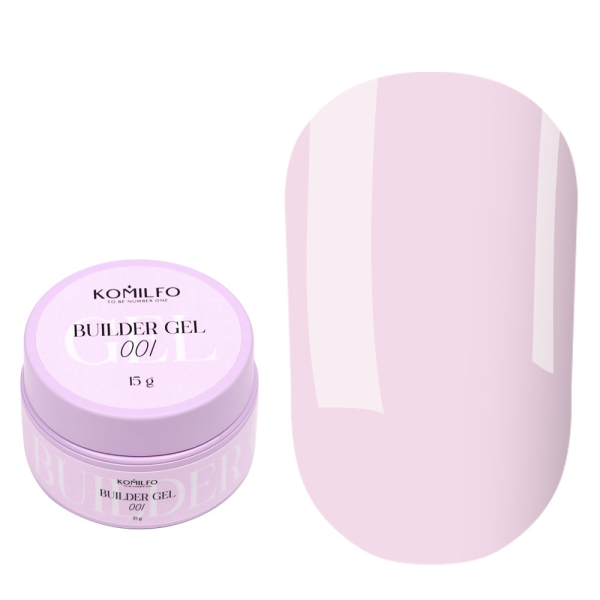 Гель для нарощування Komilfo Builder Gel №001, молочно-рожевий, 15 мл