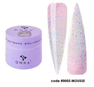 Гель для нарощування DNKa Builder Gel Mousse #0003, рожевий з поталлю, 15 мл