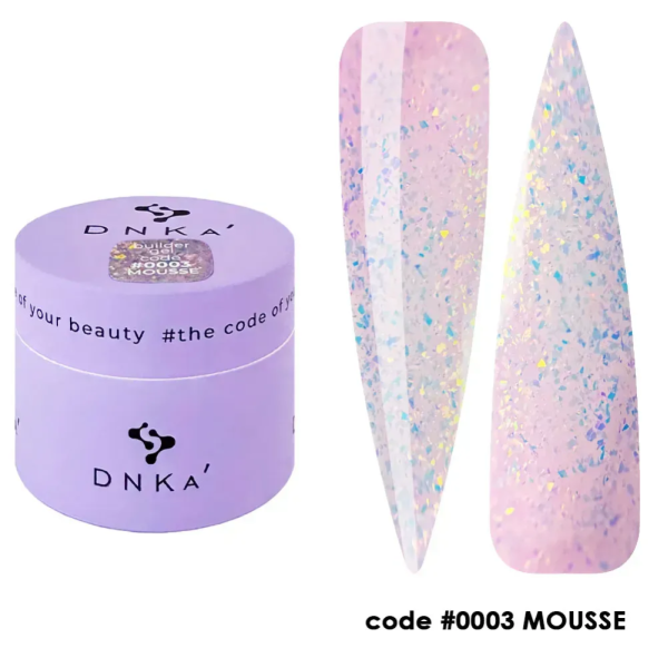 Гель для нарощування DNKa Builder Gel Mousse #0003, рожевий з поталлю, 15 мл