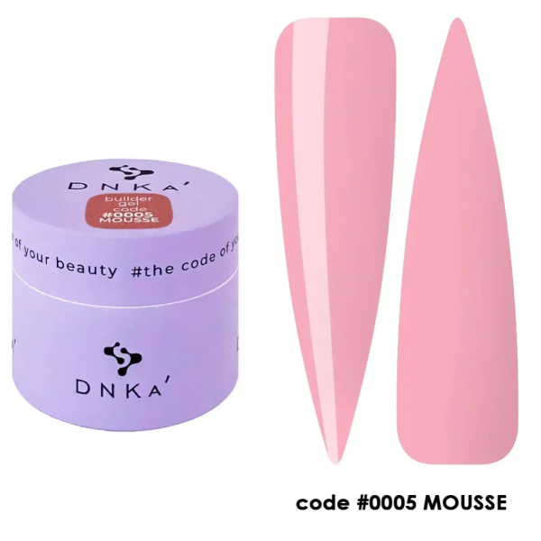 Гель для нарощування DNKa Builder Gel Mousse #0005, бежево-рожевий, 15 мл