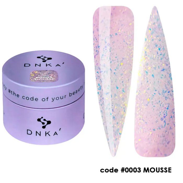 Гель для нарощування DNKa Builder Gel Mousse #0003, рожевий з поталлю, 30 мл