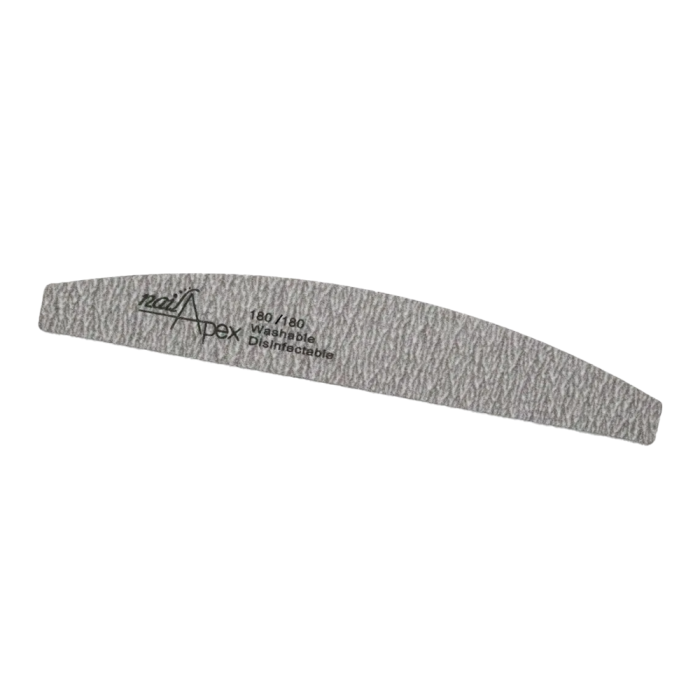 Пилка для нігтів NailApex Washable "Зебра" 180/180, півколо, світло-сіра