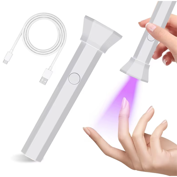Лампа-ліхтарик для сушіння гелевих типс, верхніх форм та декору UV LED YZ04, 18 Вт, білий