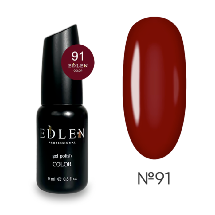 Гель-лак Edlen Color №091, насичено-вишневий, 9 мл