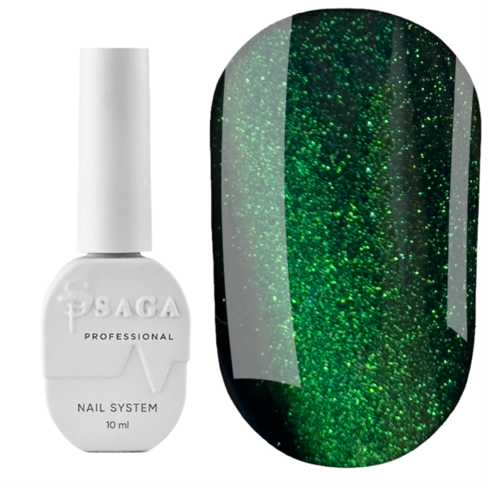 Гель-лак кошачий глаз SAGA Professional Dream Сat №09, глубокий зеленый, 10 мл
