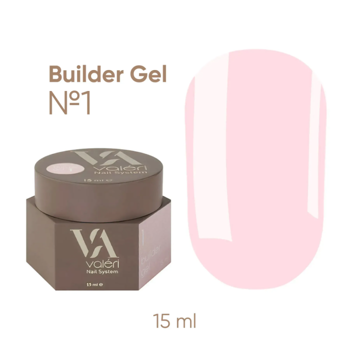 Гель для наращивания Valeri Builder Gel New №01, розовый, 15 мл