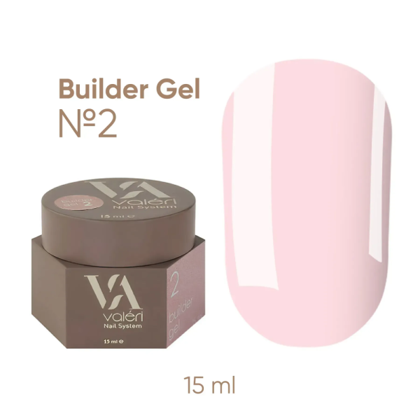 Гель для нарощування Valeri Builder Gel New №02, ніжно-рожевий, 15 мл