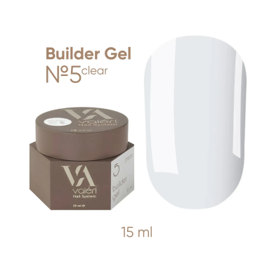 Гель для нарощування Valeri Builder Gel New №05, прозорий, 15 мл
