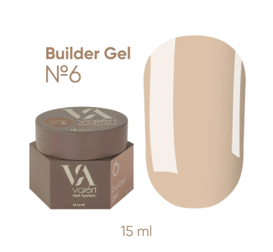 Гель для нарощування Valeri Builder Gel New №06, бежевий, 15 мл