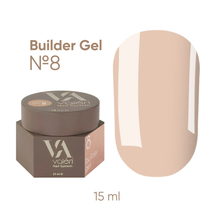Гель для наращивания Valeri Builder Gel New №08, бежево-телесный, 15 мл