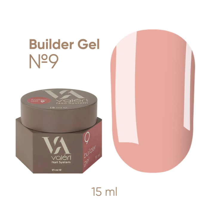 Гель для нарощування Valeri Builder Gel New №09, рожево-персиковий, 15 мл