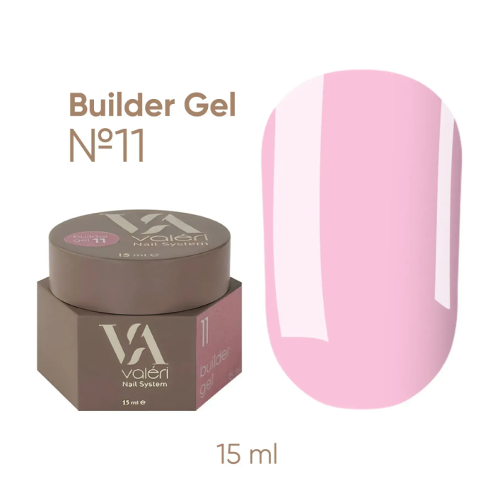 Гель для наращивания Valeri Builder Gel New №11, зефирно-розовый, 15 мл