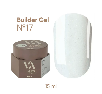 Гель для нарощування Valeri Builder Gel New №17, молочний з шиммером, 15 мл