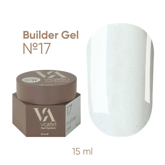 Гель для нарощування Valeri Builder Gel New №17, молочний з шиммером, 15 мл