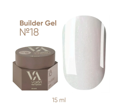 Гель для нарощування Valeri Builder Gel New №18, молочно-рожевий з шиммером, 15 мл