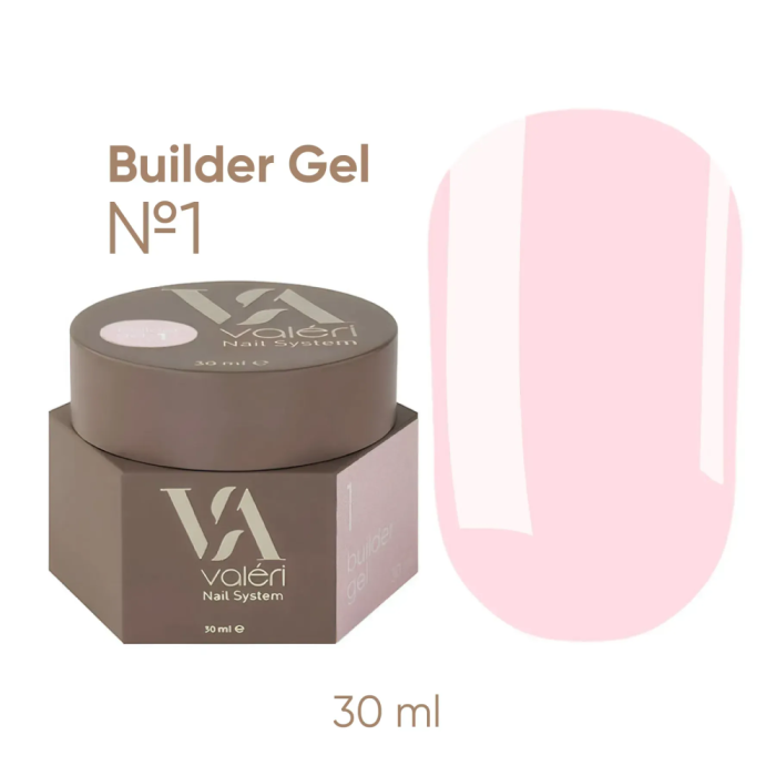 Гель для нарощування Valeri Builder Gel New №01, рожевий, 30 мл