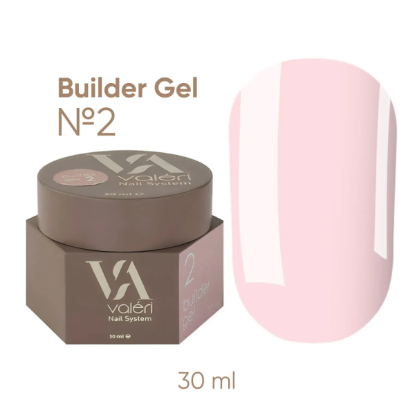 Гель для наращивания Valeri Builder Gel New №02, нежно-розовый, 30 мл