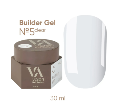 Гель для нарощування Valeri Builder Gel New №05, прозорий, 30 мл