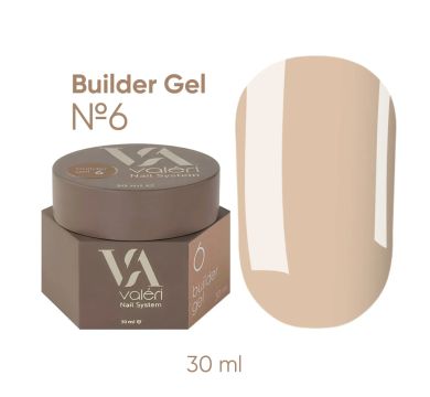 Гель для нарощування Valeri Builder Gel New №06, бежевий, 30 мл