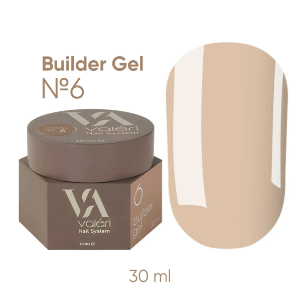 Гель для наращивания Valeri Builder Gel New №06, бежевый, 30 мл