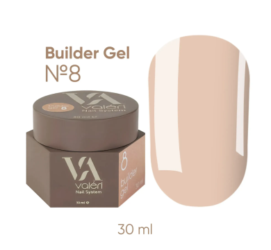 Гель для наращивания Valeri Builder Gel New №08, бежево-телесный, 30 мл
