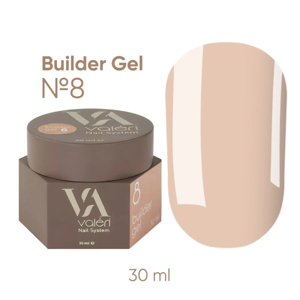 Гель для нарощування Valeri Builder Gel New №08, бежево-тілесний, 30 мл