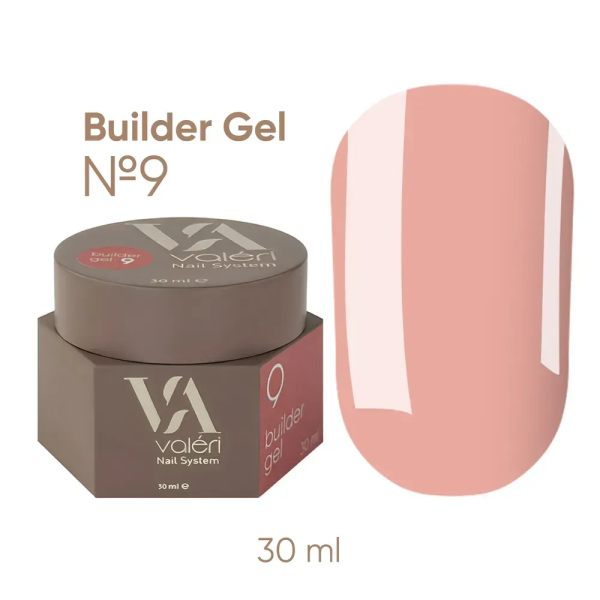 Гель для нарощування Valeri Builder Gel New №09, рожево-персиковий, 30 мл