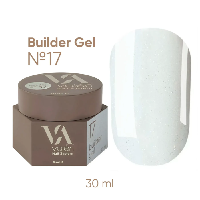 Гель для наращивания Valeri Builder Gel New №17, молочный с шиммером, 30 мл