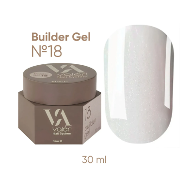Гель для нарощування Valeri Builder Gel New №18, молочно-рожевий з шиммером, 30 мл