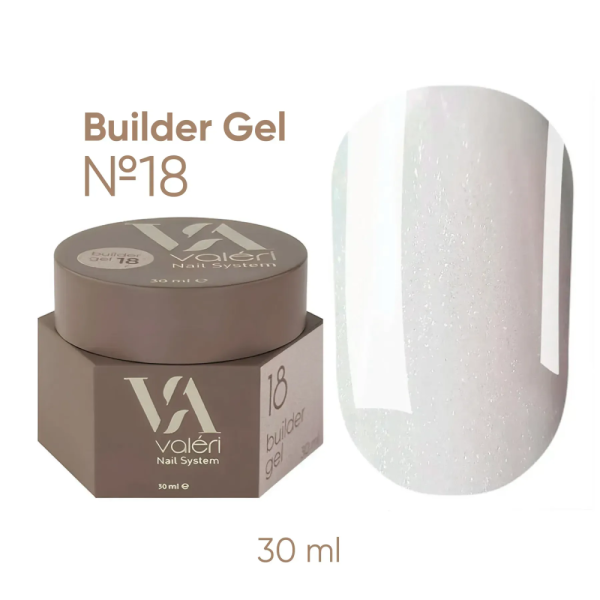 Гель для нарощування Valeri Builder Gel New №18, молочно-рожевий з шиммером, 30 мл